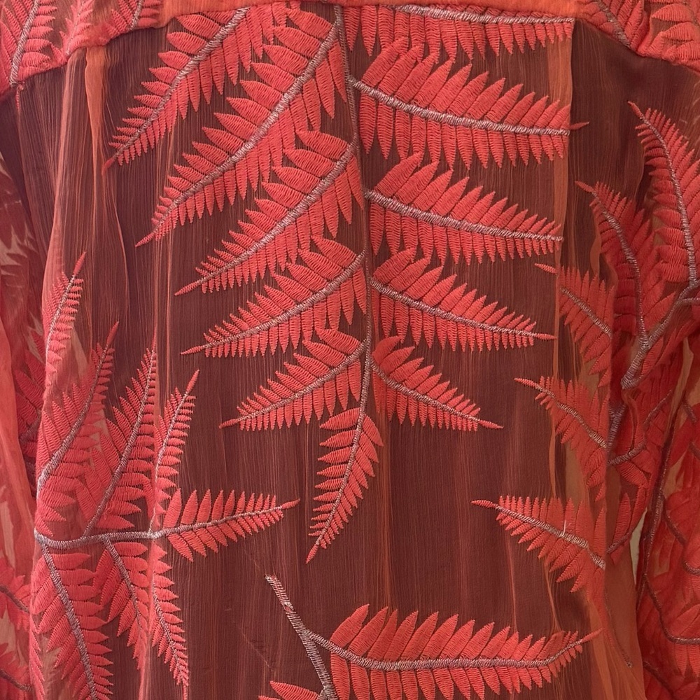 Alice + Olivia Women's 100% Silk Pullover Tunic Blouse, Coral Orange, Size XS/TP - Picture 10 of 13